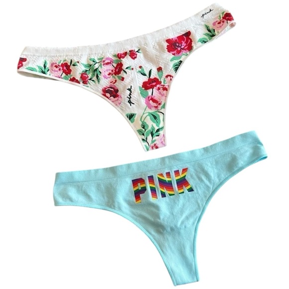 PINK Victoria's Secret Other - 2 VICTORIA’S SECRET PINK STRETCH SEAMLESS THONGS MEDIUM NWT‎